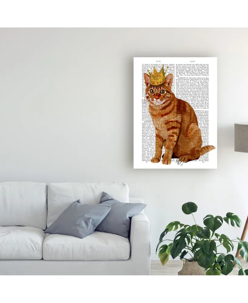 Fab Funky Ginger Cat with Crown Canvas Art