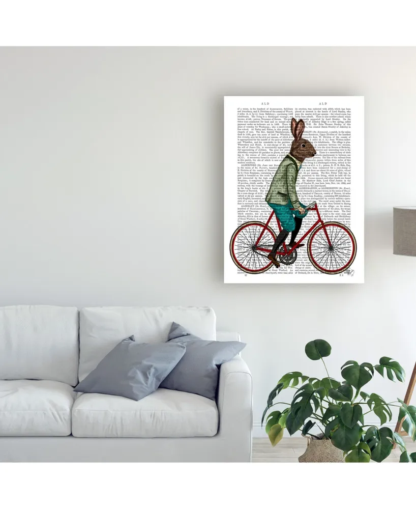 Fab Funky Rabbit on Bike Book Canvas Art
