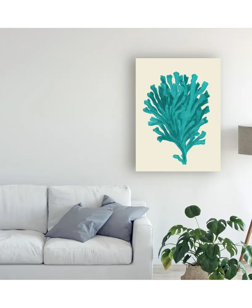 Fab Funky Corals Turquoise on Cream D Canvas Art - 27" x 33.5"