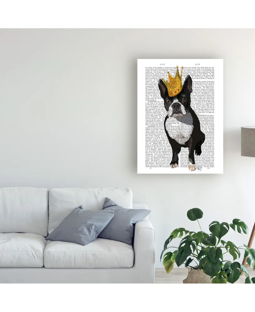 Fab Funky Boston Terrier and Crown Canvas Art