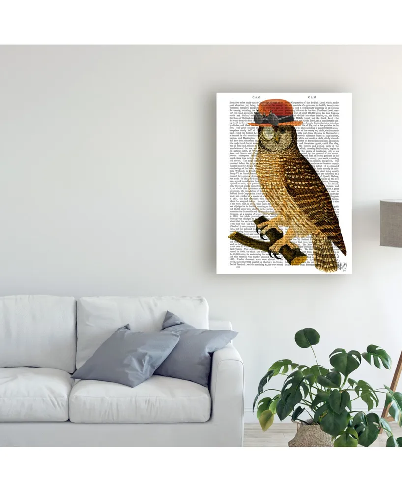 Fab Funky Owl with Steampunk Style Bowler Hat Canvas Art