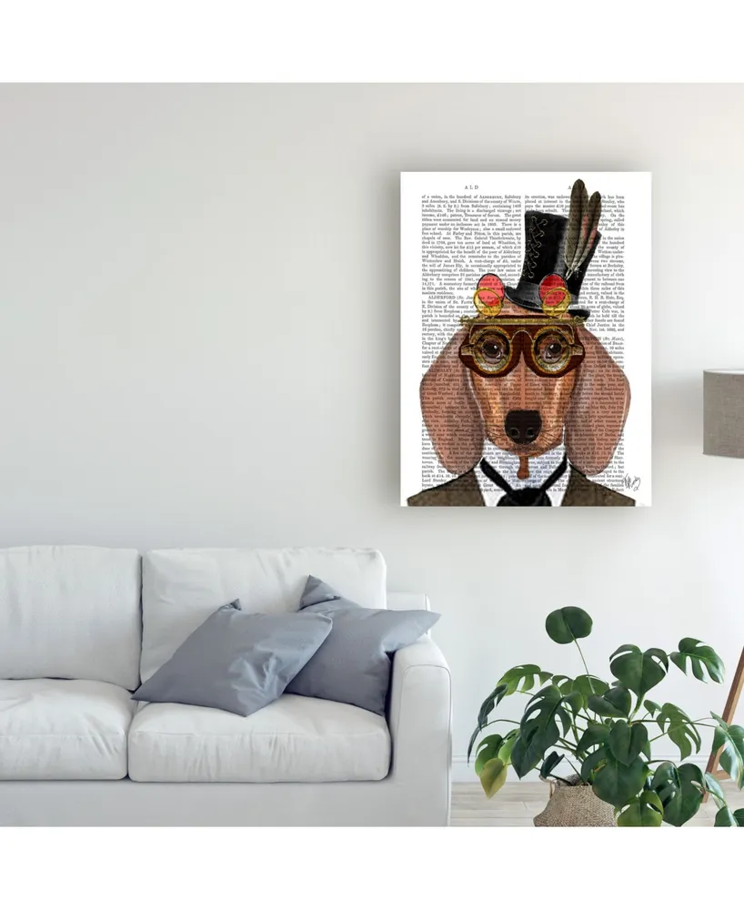 Fab Funky Dachshund with Top Hat and Goggles Canvas Art - 27" x 33.5"