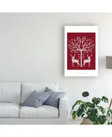 Fab Funky Christmas Des Grey on Red Canvas Art
