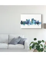 Michael Tompsett Dayton Ohio Skyline Blue Canvas Art - 15" x 20"