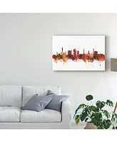 Michael Tompsett Bradford England Skyline Red Canvas Art - 37" x 49"