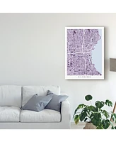 Michael Tompsett Milwaukee Wisconsin City Map Purple Canvas Art - 15" x 20"