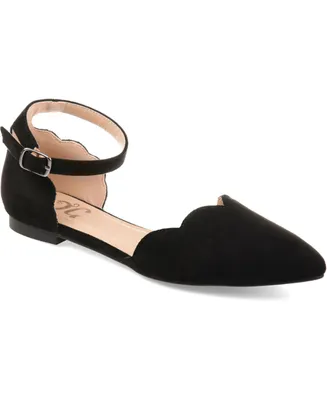 Journee Collection Women's Lana Scalloped Edge Ankle Strap Flats