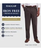 Haggar Men's Iron Free Premium Khaki Classic-Fit Pleated Pant