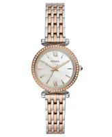 Fossil Women's Mini Carlie Two-Tone Stainless Steel Bracelet Watch 28mm