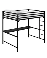 EveryRoom Mason Metal Full Loft Bed with Desk