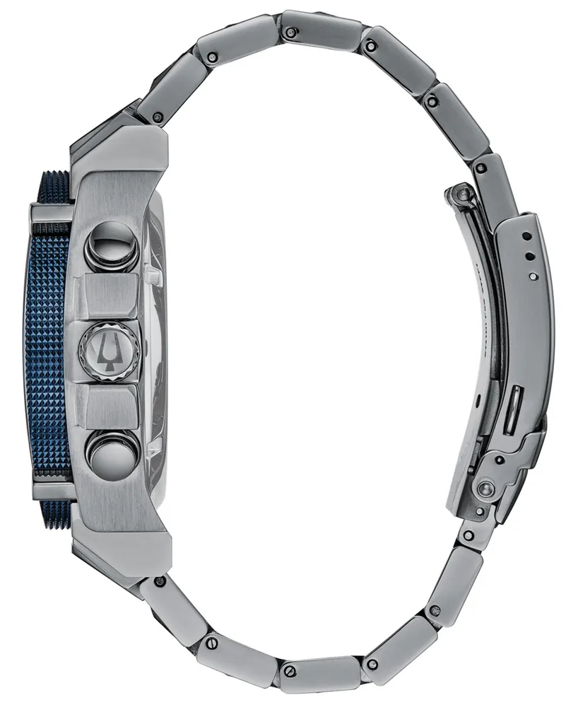 Bulova Men's Chronograph Precisionist Gray Stainless Steel Bracelet Watch 46.5mm