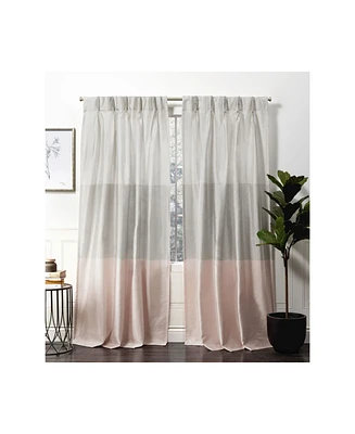 Exclusive Home Curtains Chateau Striped Faux Silk Pinch Pleat Curtain Panel Pair, 27" x 96"