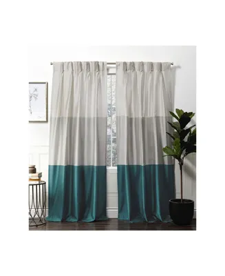 Exclusive Home Curtains Chateau Striped Faux Silk Pinch Pleat Curtain Panel Pair, 27" x 96"