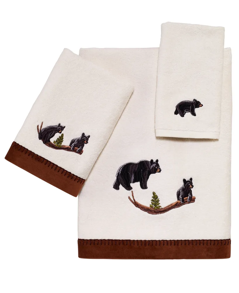 Avanti Black Playful Bears Lodge Cotton Bath Towel, 27" x 50"