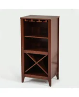 Luxen Home Walnut Finish Wine Cabinet