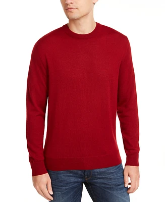 Club Room Men's Solid Crew Neck Merino Wool Blend Sweater, Created for Macy's