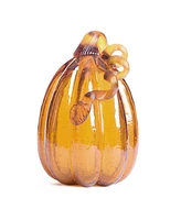 Glitzhome Crackle Tall Glass Pumpkin