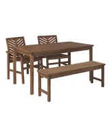 Walker Edison 4 Piece Chevron Outdoor Patio Dining Set