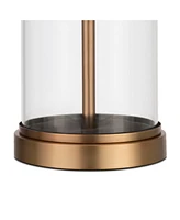 Hudson & Canal Rowan Table Lamp In Glass And Antique Brass