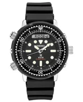 Seiko Men's Solar Analog-Digital Prospex Divers Black Silicone Strap Watch 47.8mm