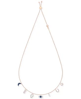 Swarovski Rose Gold-Tone Crystal Protective Charm Bolo Necklace