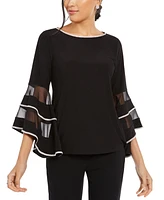 Msk Illusion Rhinestone Bell-Sleeve Top