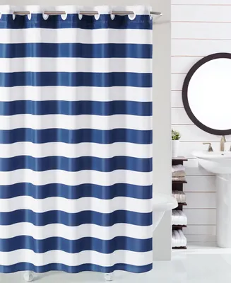 Hookless Cabana Stripe Shower Curtain with Liner, 71" x 74"