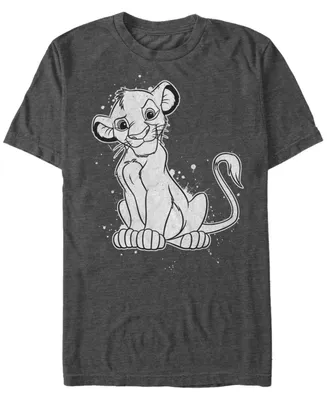 Disney Men's Lion King Simba Smirk Paint Splatter Short Sleeve T-Shirt