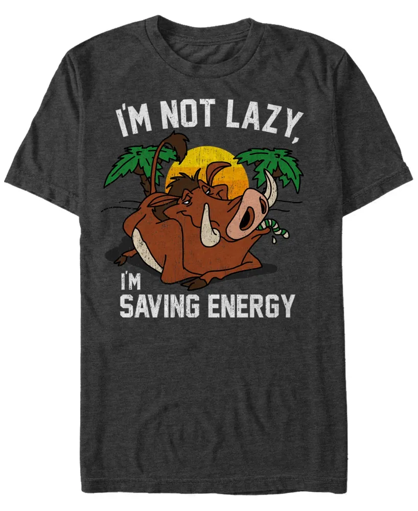 Disney Men's Lion King Lazy Pumbaa Short Sleeve T-Shirt
