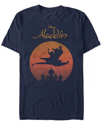 Disney Men's Aladdin Jasmine Silhouette Over Agrabah Vintage Short Sleeve T-Shirt