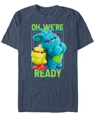 Disney Pixar Men's Toy Story 4 Ducky and Bunny We're Ready Short Sleeve T-Shirt