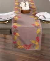 Design Imports Shimmering Leaves Embroidered Table Runner