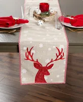 Design Imports Reindeer Embroidered Table Runner