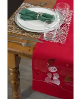 Design Imports Embroidered Snowman Table Runner