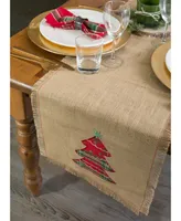 Design Imports Embroidered Tree Burlap Table Runner