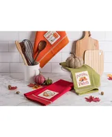 Design Imports Assorted Country Pumpkin Embroidered Dishtowel Set
