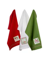 Design Imports Assorted Cozy Christmas Embellished Dishtowel Set