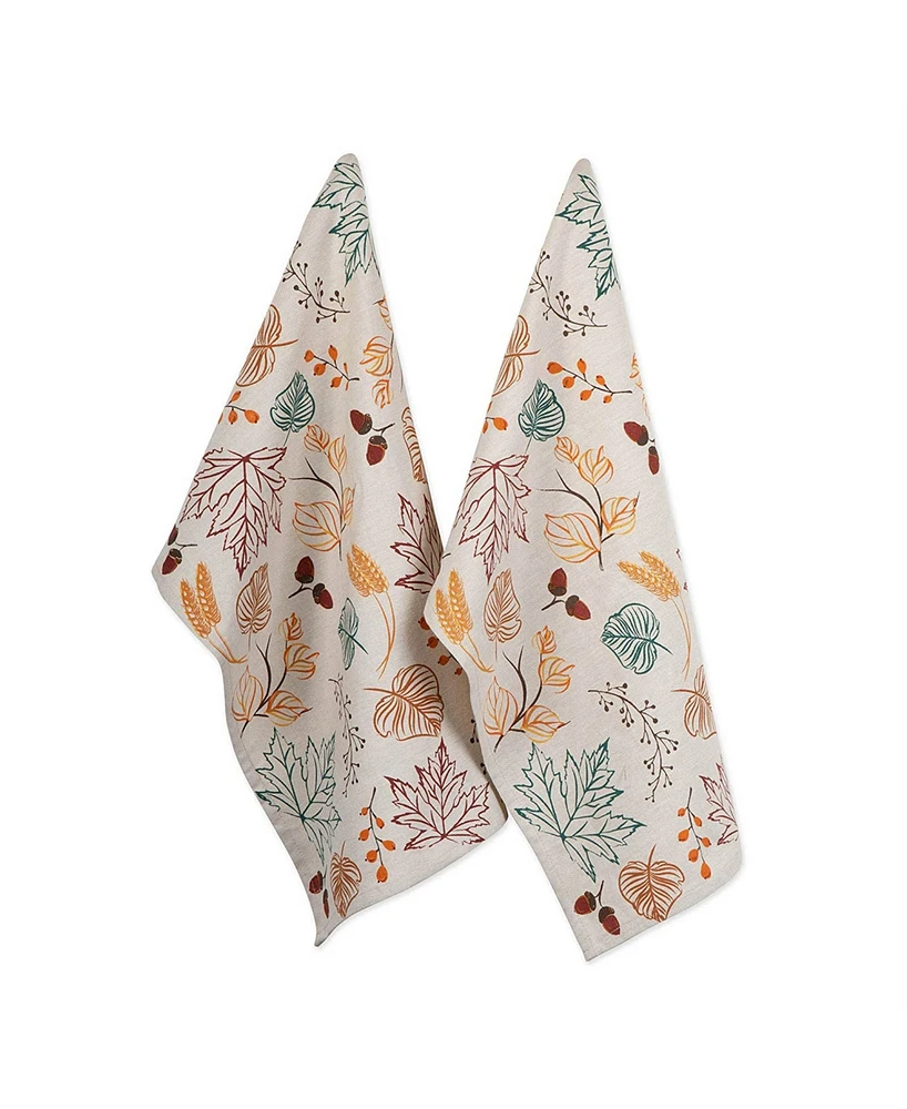 Design Imports Autumn Leaves Printed Dishtowel Set