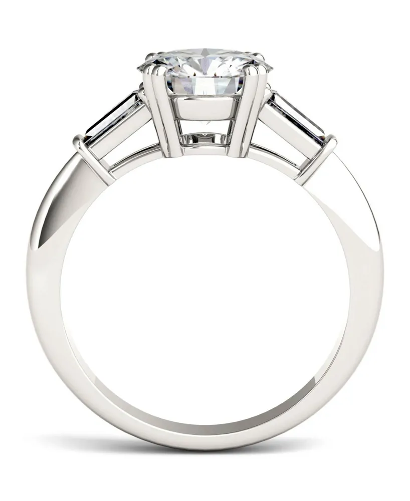 Moissanite Round and Baguette Engagement Ring (2-1/4 ct. tw.) 14k White Gold