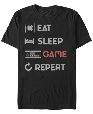 Nintendo Men's Nes Eat Sleep Game Repeat Short Sleeve T-Shirt