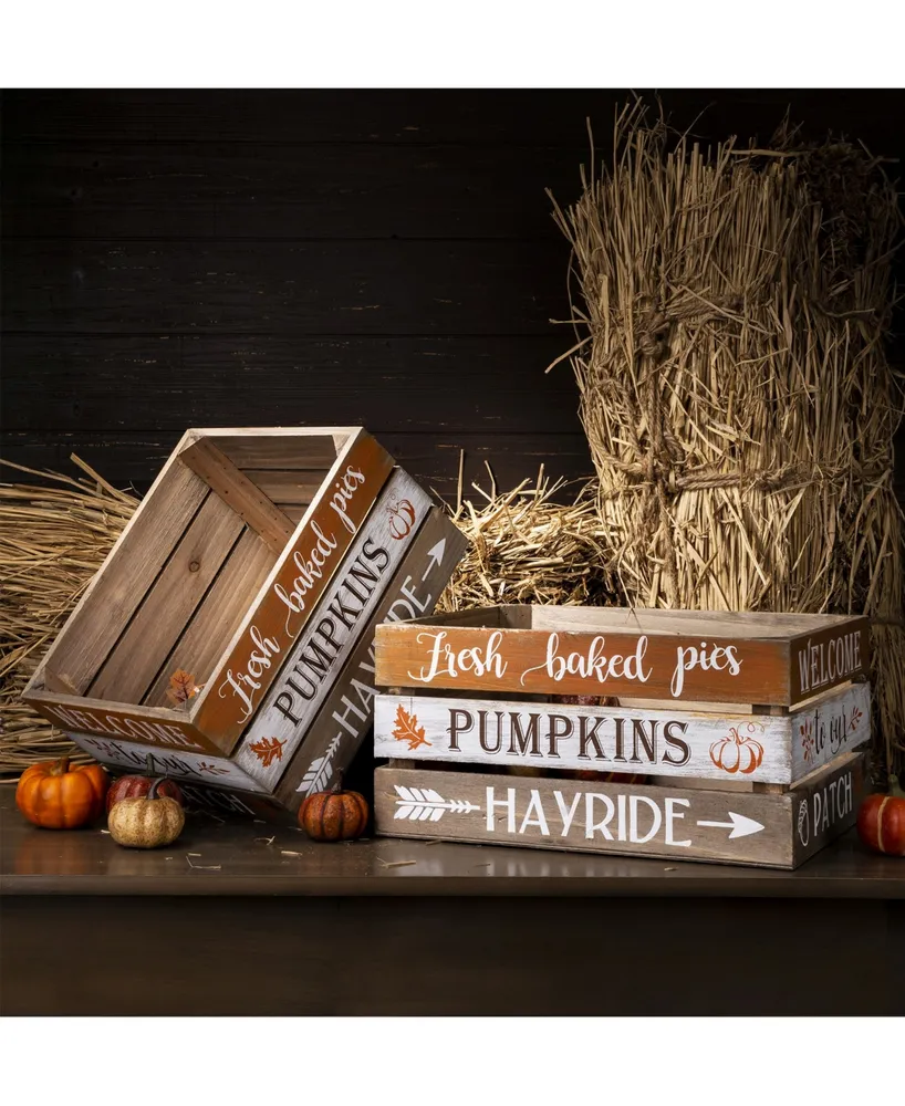 Glitzhome S/2 Wooden Pumpkin Crate