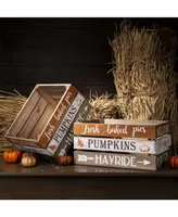 Glitzhome S/2 Wooden Pumpkin Crate