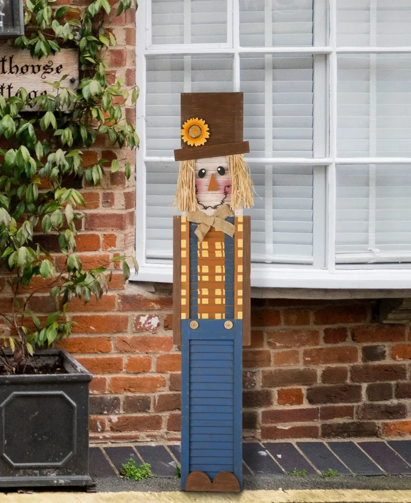 Glitzhome Wooden Scarecrow Porch Sign