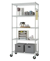 Trinity 5-Tier Wire Shelving Rack Includes Wheels