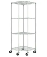 Trinity 4-Tier Corner Wire Shelving Rack Includes Wheels