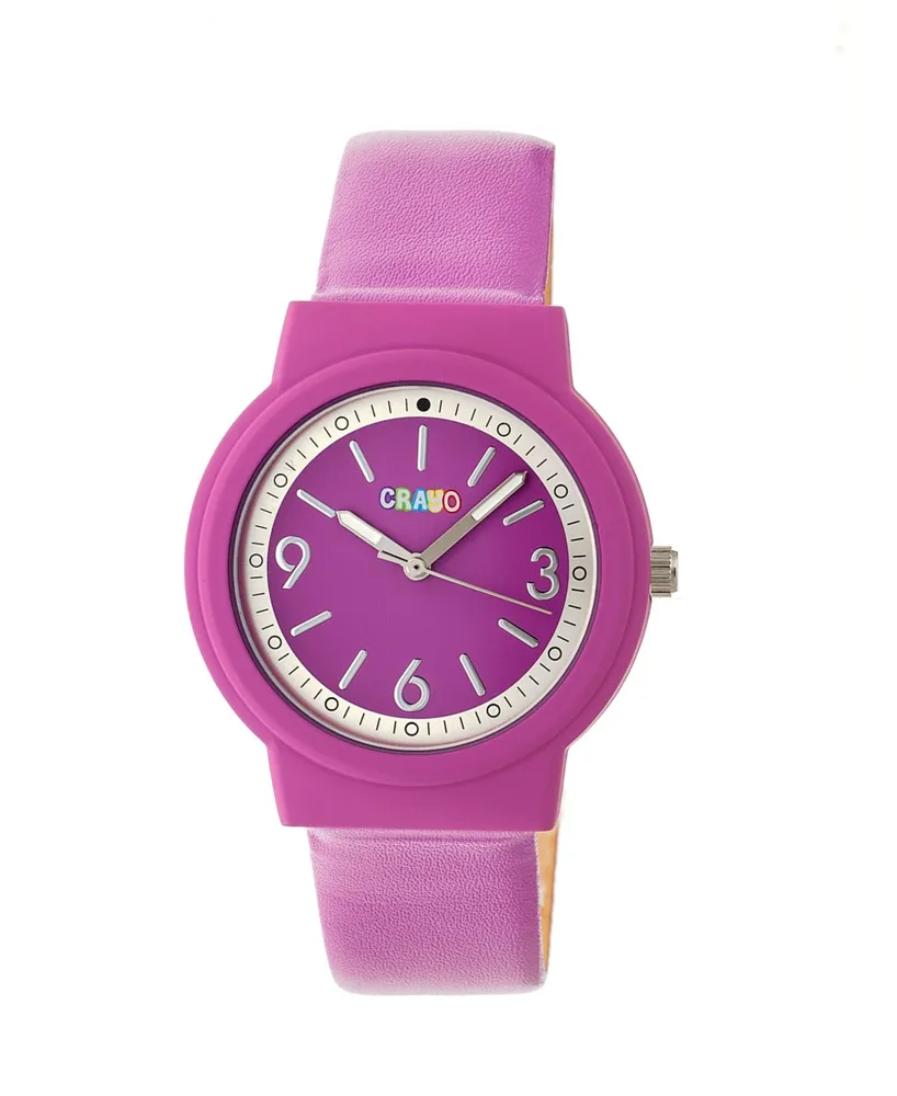 Crayo Unisex Vivid Fuchsia Leatherette Strap Watch 36mm