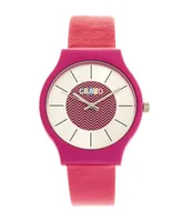 Crayo Unisex Trinity Hot Pink Leatherette Strap Watch 36mm