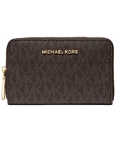 Michael Kors Logo Jet Set Zip-Around Card Case