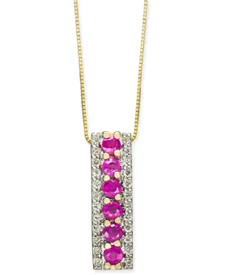 Ruby (7/8 ct. t.w.) & Diamond (1/4 ct. t.w.) 18" Pendant Necklace in 14k Gold