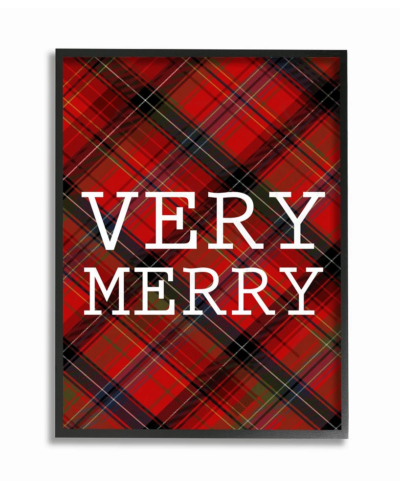 Stupell Industries Very Merry Christmas Tartan Framed Giclee Art, 16" x 20"